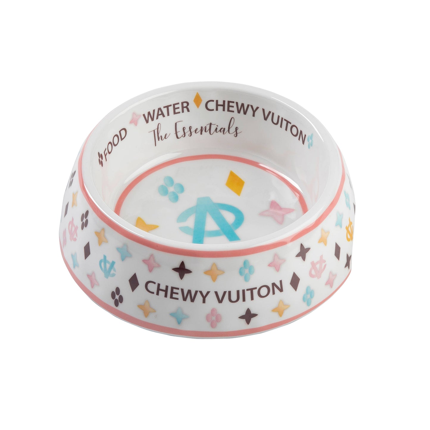 Vit ChewyVuiton Hundskål - 3 Storlekar
