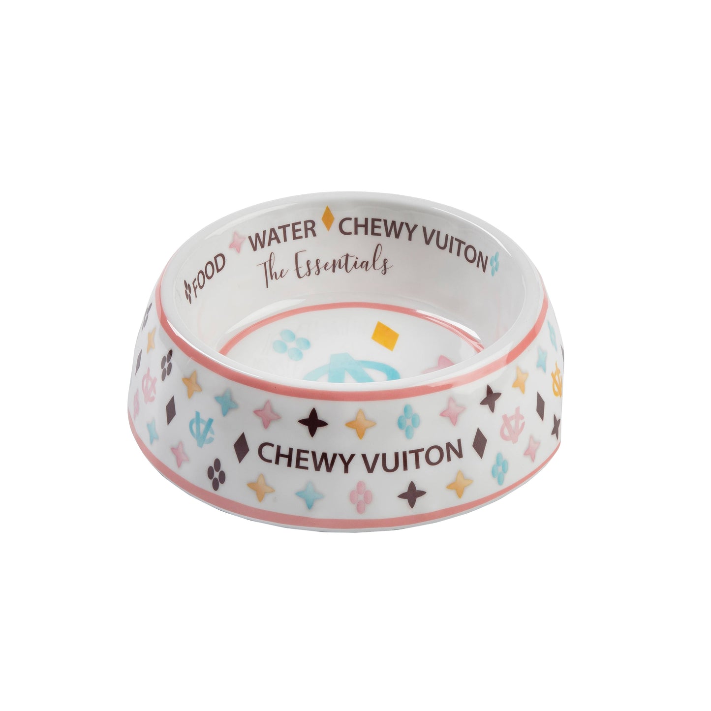 Vit ChewyVuiton Hundskål - 3 Storlekar